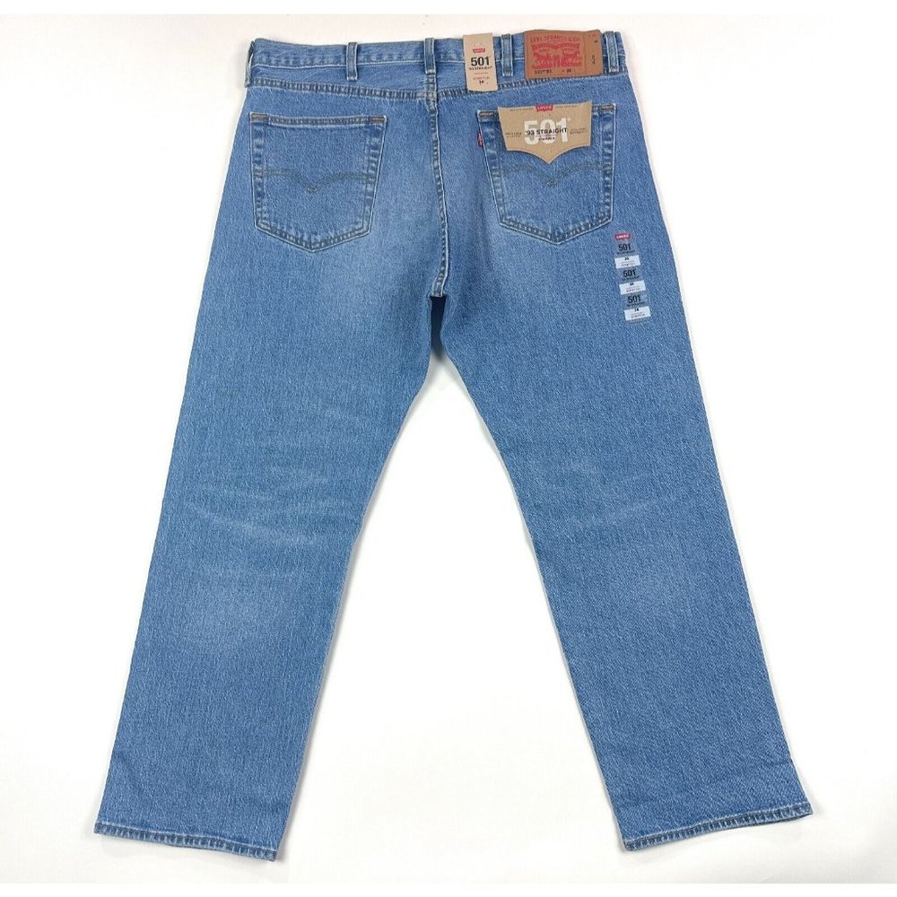 Levis 501 93 Straight Cropped Men 38 Light Blue Jeans Denim Button Fly 290980023 - Picture 11 of 12